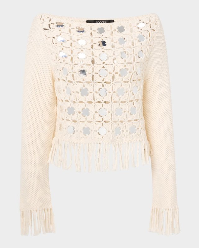 Camilla Mirror Long-Sleeve Fringe Top